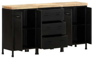vidaXL Sideboard Rough Mango Wood with Black Frame