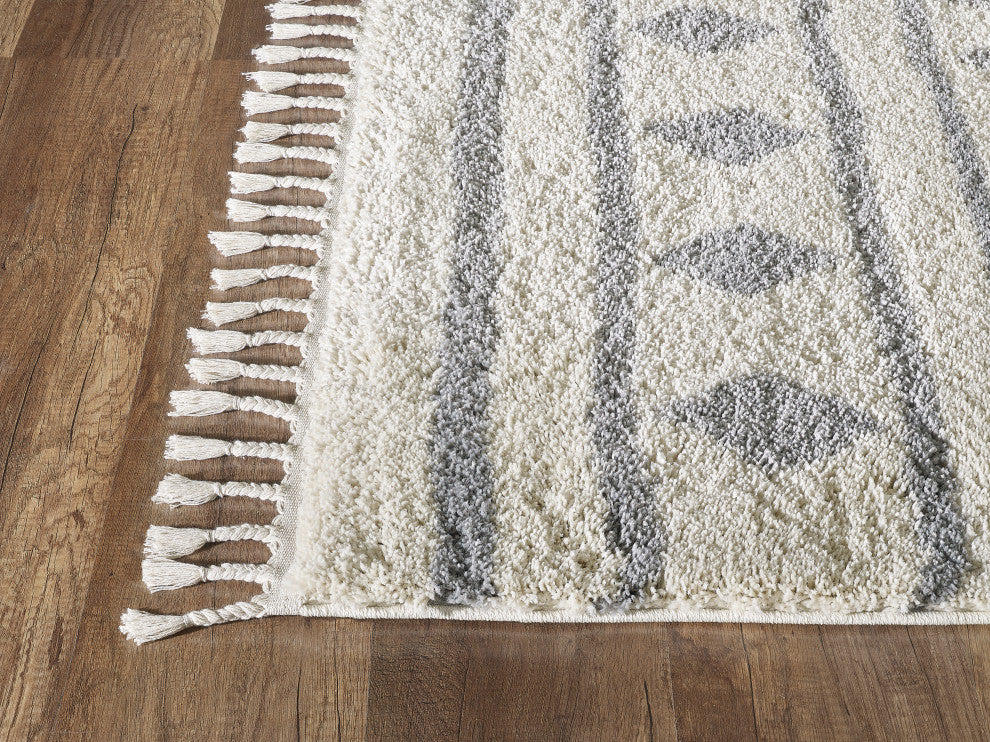 Abani Willow WIL120A Moroccan Tribal Ivory and Grey Area Rug