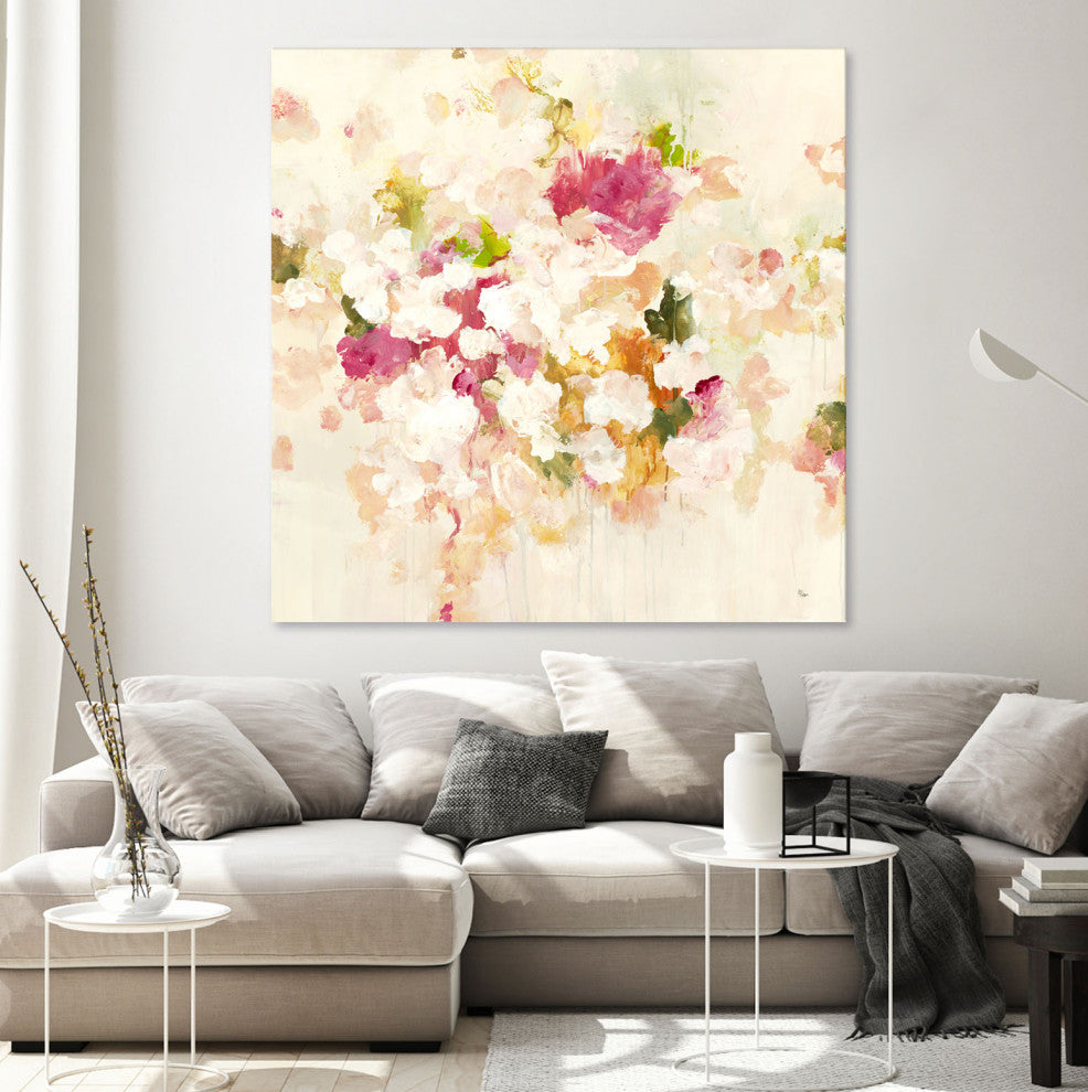 Floral Blush V4 - 84 x 84 by Lisa Ridgers