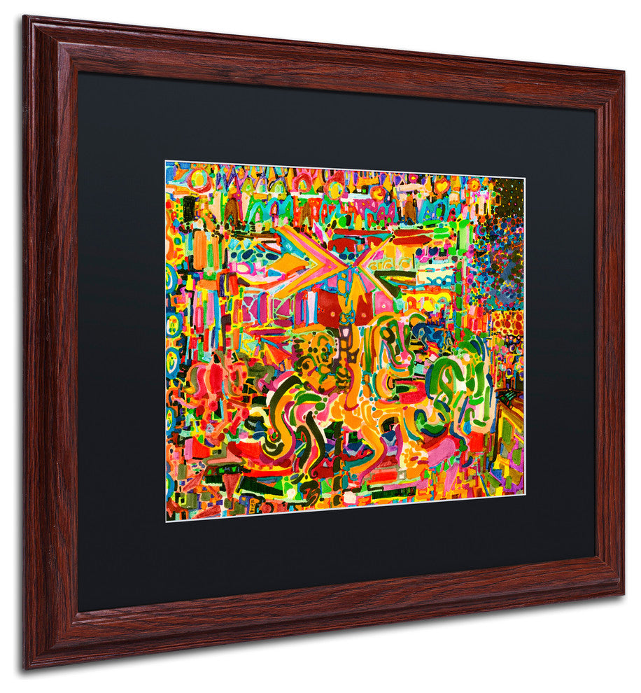 Josh Byer 'Electric Carnival' Art, Wood Frame, Black Mat, 20x16