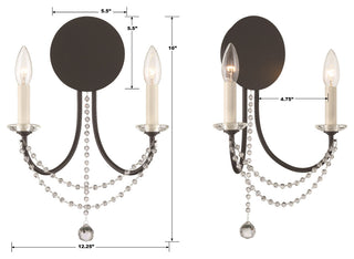 Delilah 2-Light Matte Black Wall Mount