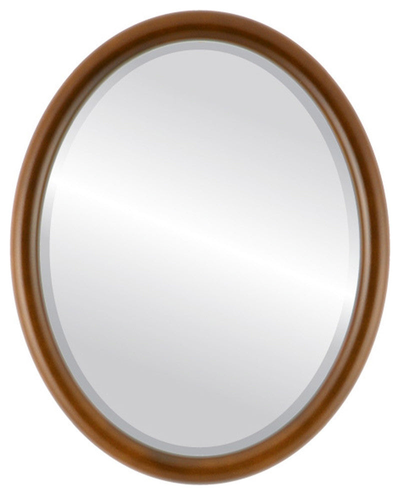 Pasadena Framed Oval Mirror in Walnut, 21"x25"