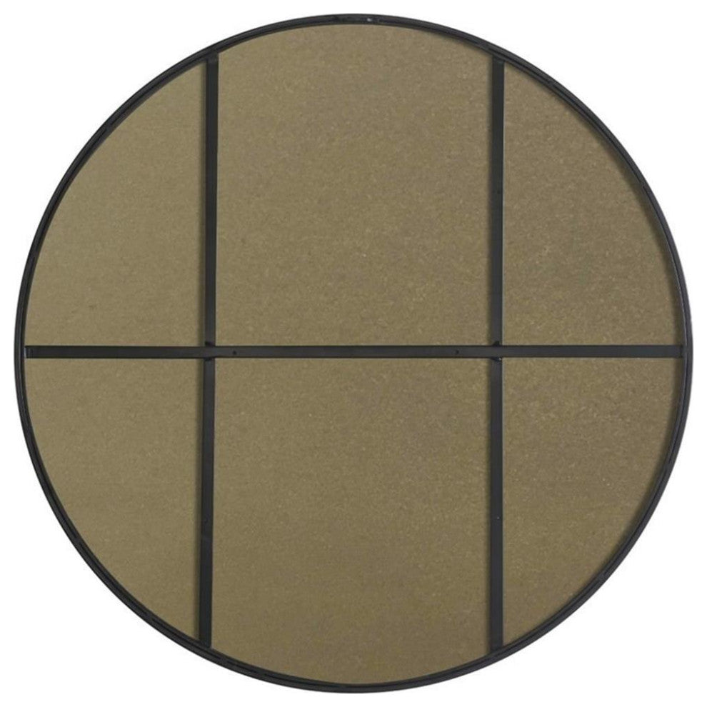 Elegant Decor Eternity 42" Round Metal Frame Mirror in Black