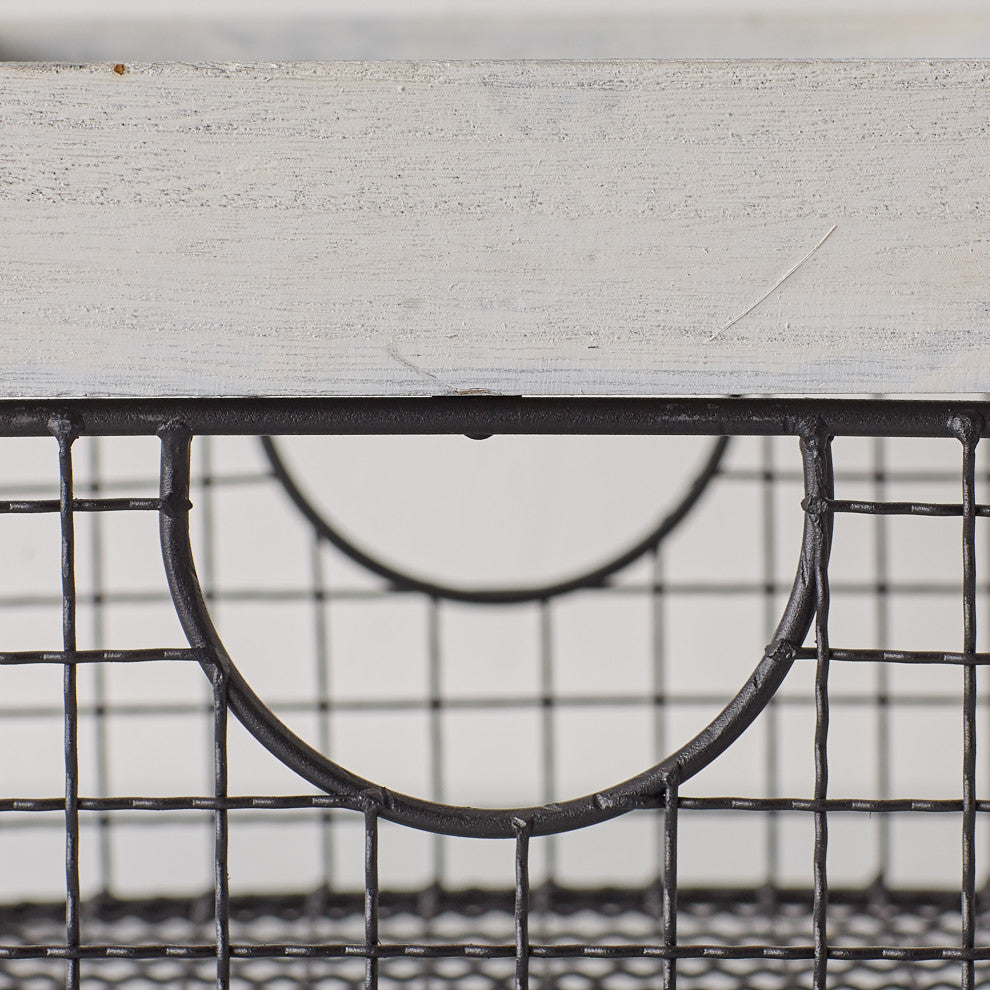 DII Asst Antique White Finish Farmhouse Basket (Set of 3)
