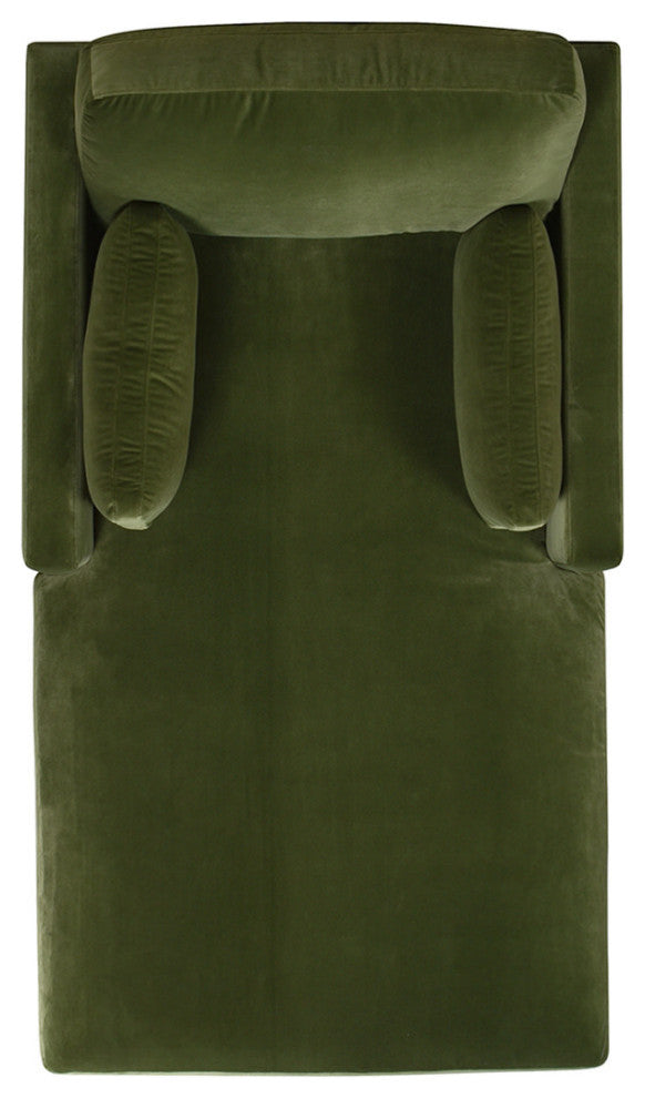 Knox 65" Modern Velvet Upholstered Chaise Lounge Chair, Olive Green
