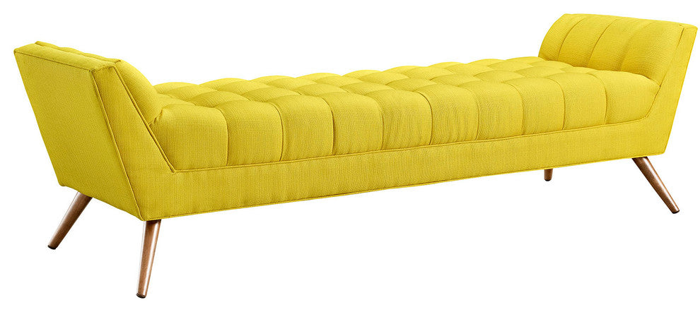 Modern Contemporary Fabric Bench , Yellow, Fabric