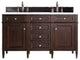 Brittany 60" Burnished Mahogany Double Vanity, White Zeus Quartz