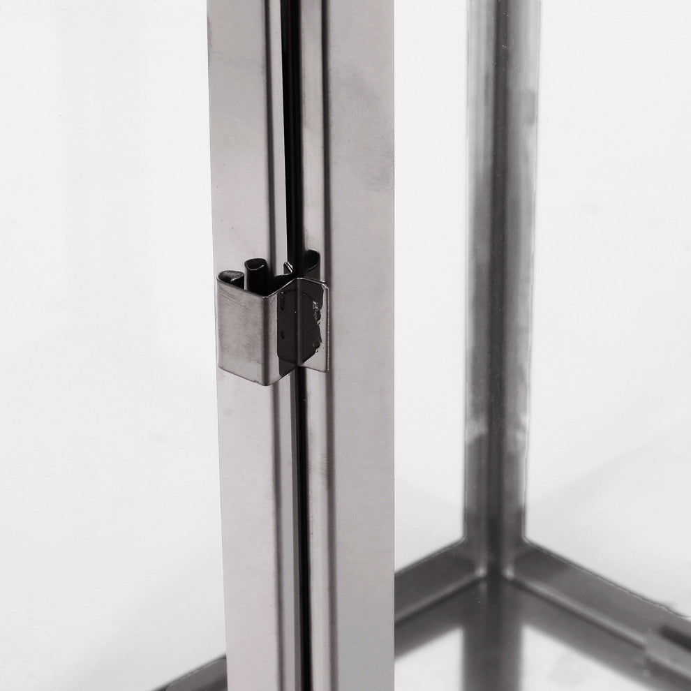 Brianna Outdoor 19" Modern Stainless Steel Lantern, Silver
