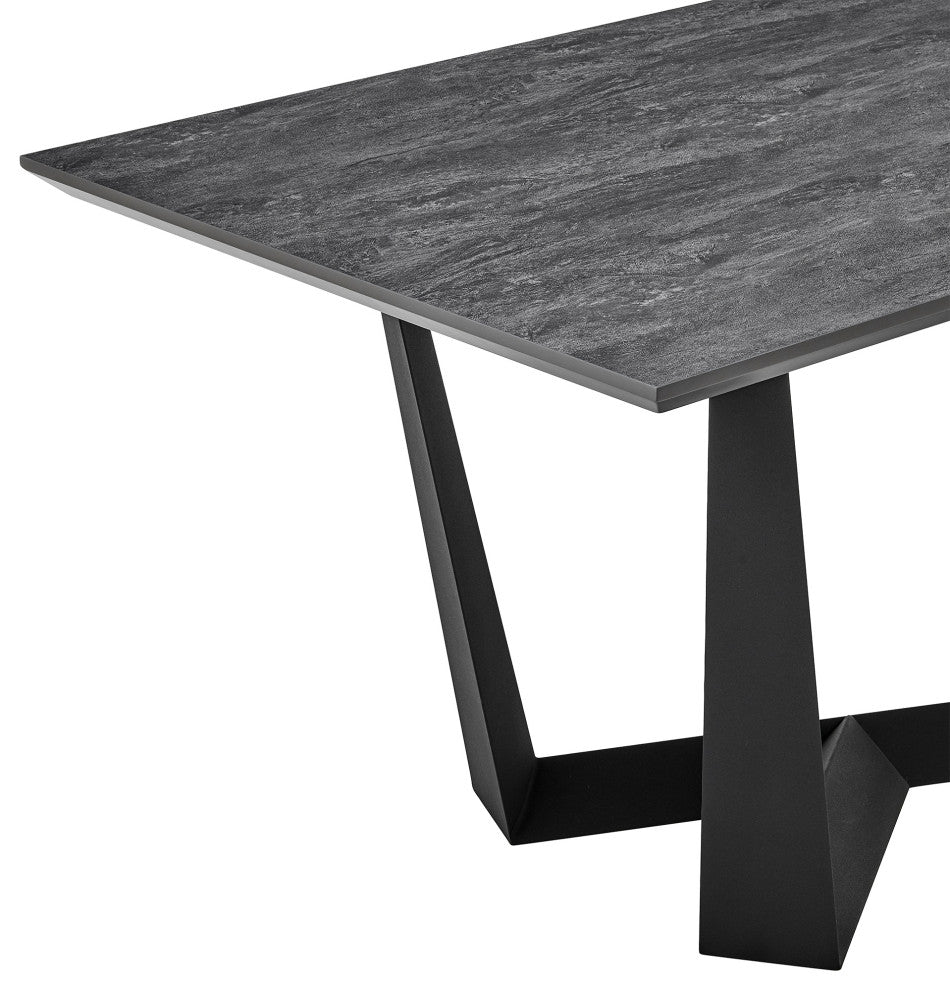 Radford Gray Rectangular Dining Table With Black Finish, Dark Gray
