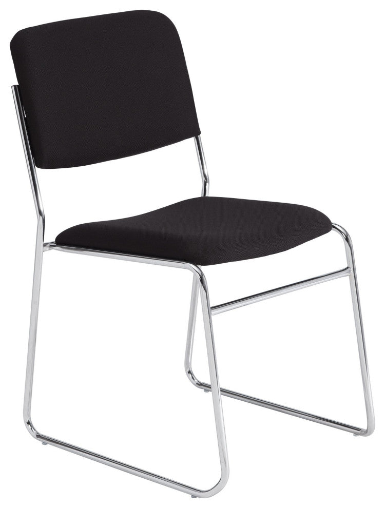 4 Pack Stackable Multipurpose Chair, Chrome Frame With Black Fabric Seat & Back