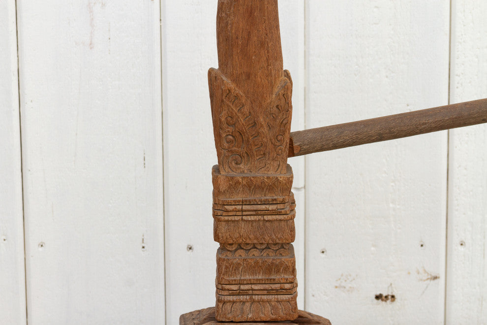 Rare Antique Carved Spinning Wheel
