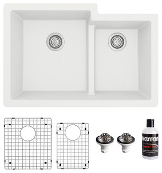 Karran 32" Undermount Double Bowl 60/40 Quartz Kitchen Sink Kit, White