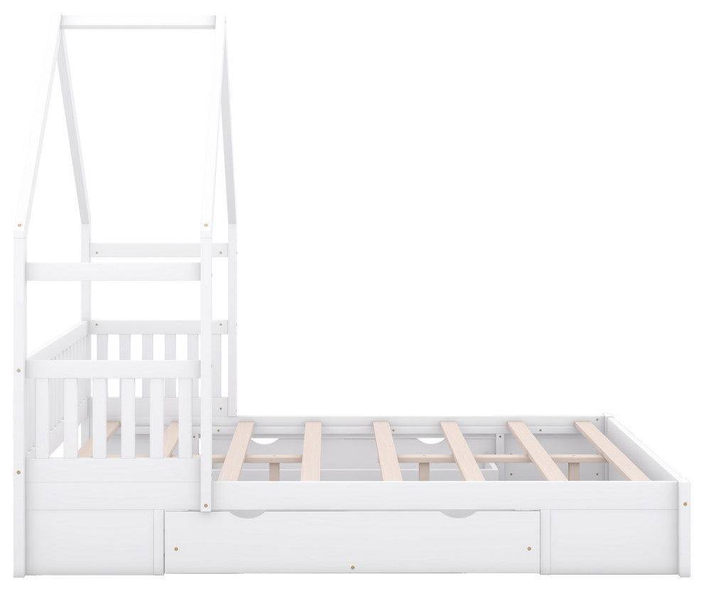 Gewnee Wood Queen Size House Platform Bed
