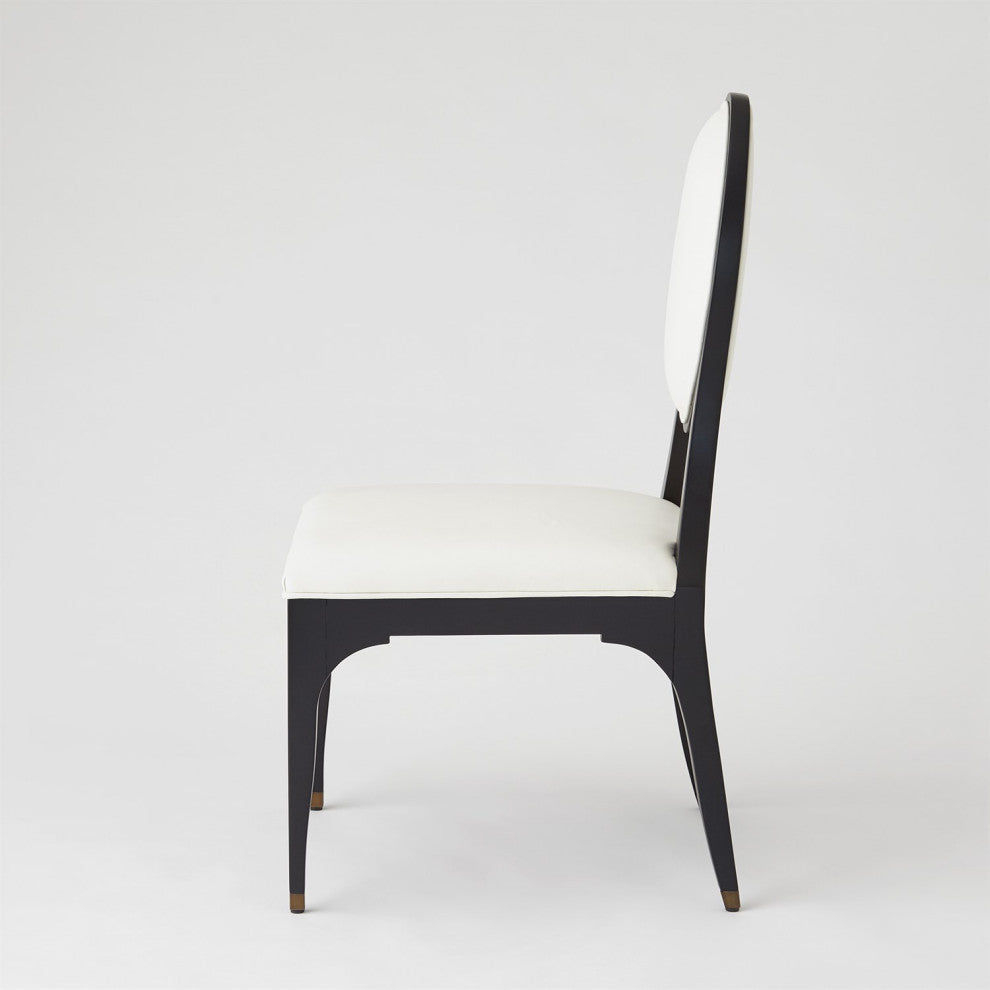Hollywood Glam Black White Dining Chair Armless Oval Art Deco Vintage Style