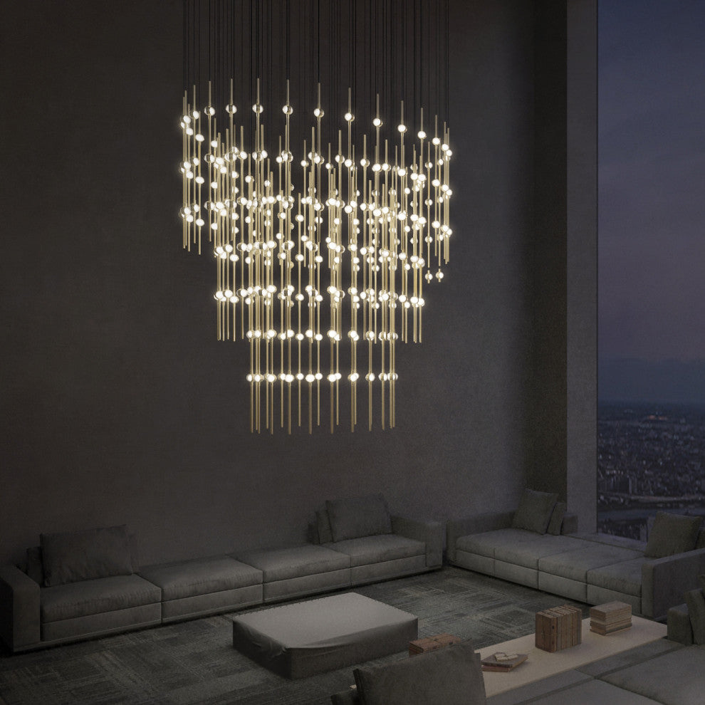 Sonneman 2174.W-27 Constellation Centaurus Pyramid 3 Light 48"W - Satin Nickel