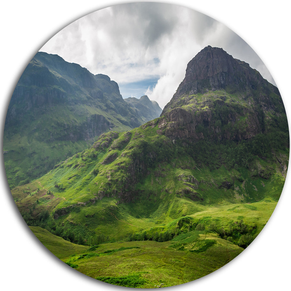 Summer In Scotland, Landscape Photo Round Metal Wall Art, 36"