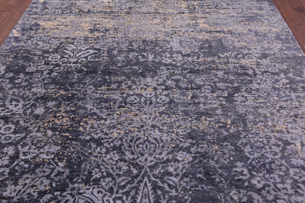 8' 2" X 10' 0" Wool and Silk Modern Handmade Rug Q10324