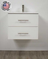 Napa 30" Modern Floating Bathroom Vanity With Ceramic Top and Round Handles, White