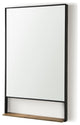 Cora Black Metal Frame With Brown Wood Shelf Rectangular Wall Mirror, 40" x 24"