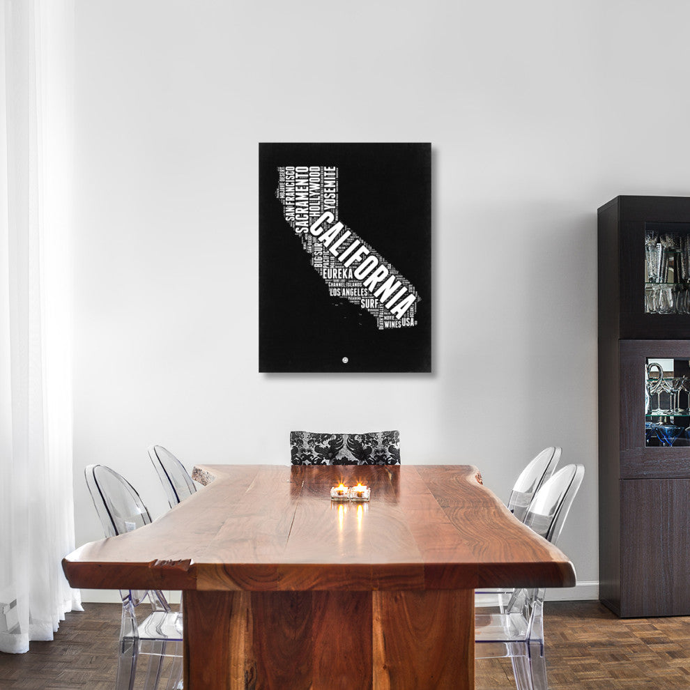 "California Black and White Map" Fine Art Print