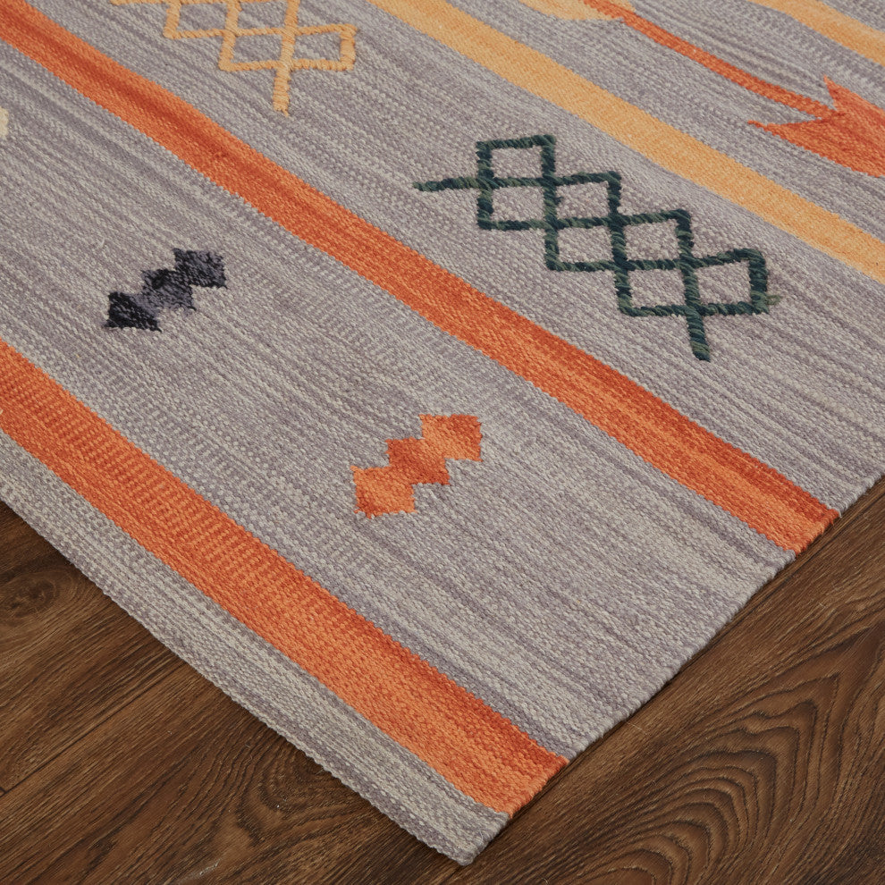 Weave & Wander Amara Southwestern Serape Style Rug, Gray/Orange, 8'x10'