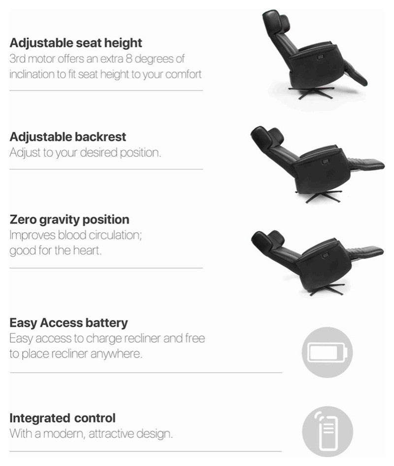 Rashbi Zero Gravity Power Recliner, Adjustable, Bordeaux