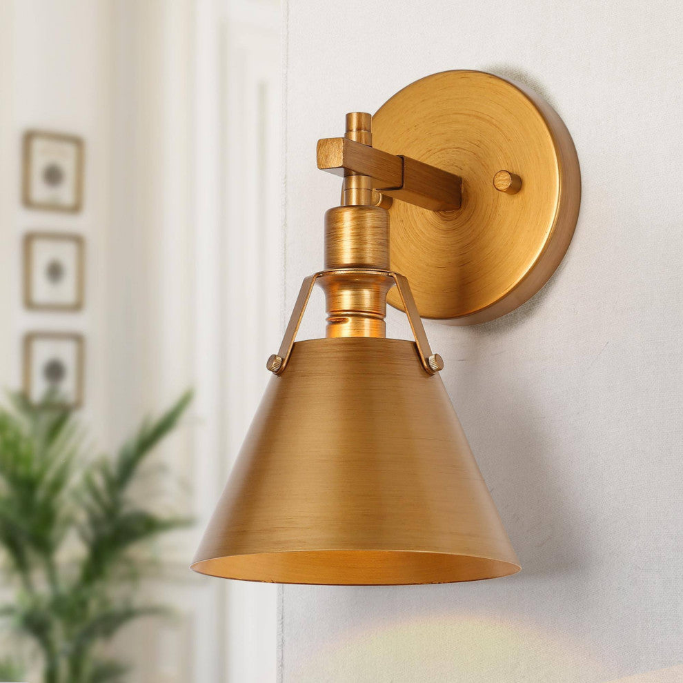 LNC Modern 1-Light Dimmable Metal Armed Wall Sconce, 6"W, Gold