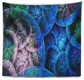 Dramatic Colorful Fractal Clouds Abstract Wall Tapestry, 60"x50"