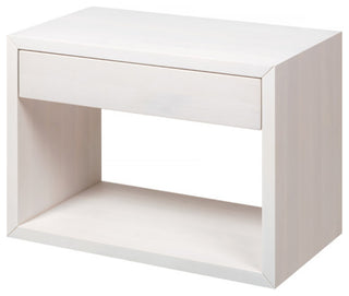 Floating Nightstand Cubic Hugo with Drawer wide, White Birch