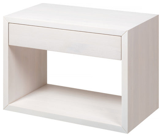 Floating Nightstand Cubic Hugo with Drawer wide, White Birch