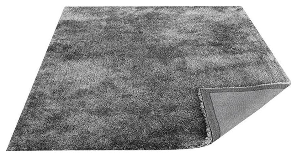 HAND TUFTED SHAG POLYESTER ECO-FRIENDLY AREA RUGS, Silver Color, Solid Design