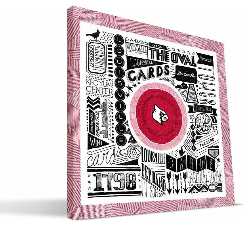 LOU Cardinals Pictograph Canvas Print, 16"x16"