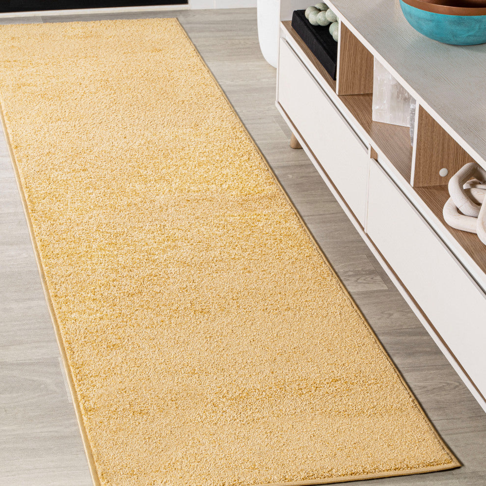 Haze Solid Low-Pile Mustard 2 ft. x 14 ft. Runner Rug