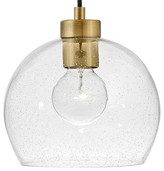 Lark Rumi 8.75" Single Globe Pendant, Lacquered Brass + Clear Seedy Glass