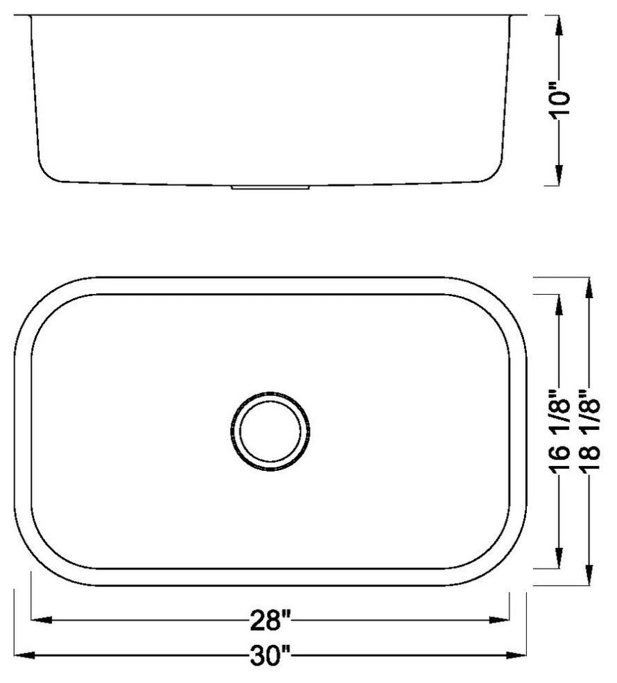 30" Stainless Steel Undermount Single Bowl Kitchen Sink, 16 Gauge