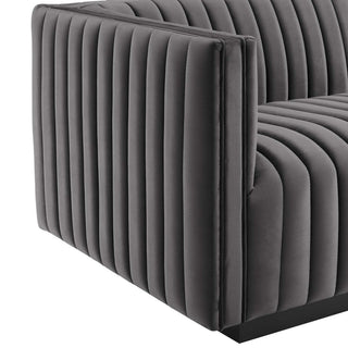 Conjure Channel Tufted Performance Velvet 5-Piece Sectional, Black Gray