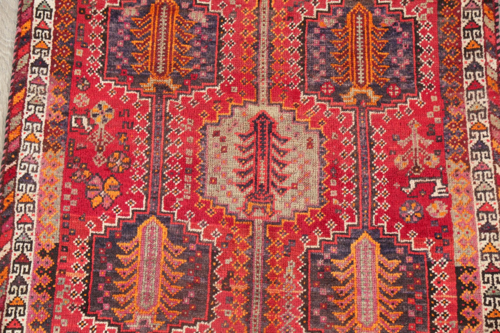 Consigned, Vintage Oriental Hand-Knotted Traditional Persian Area Rug, Red, 4x7