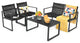 Costway 4PCS Patio Furniture Conversation Set Sofa Loveseat Armrest Garden Deck
