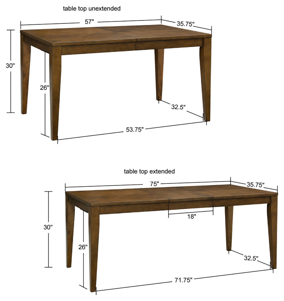 INK+IVY Cove Rectangle Extension Dining Table 6-8 Person, Pecan