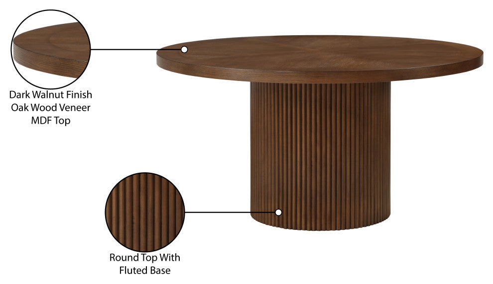 Belinda Beech Wood Dining Table, Brown, 59"Wx59"Dx30" H