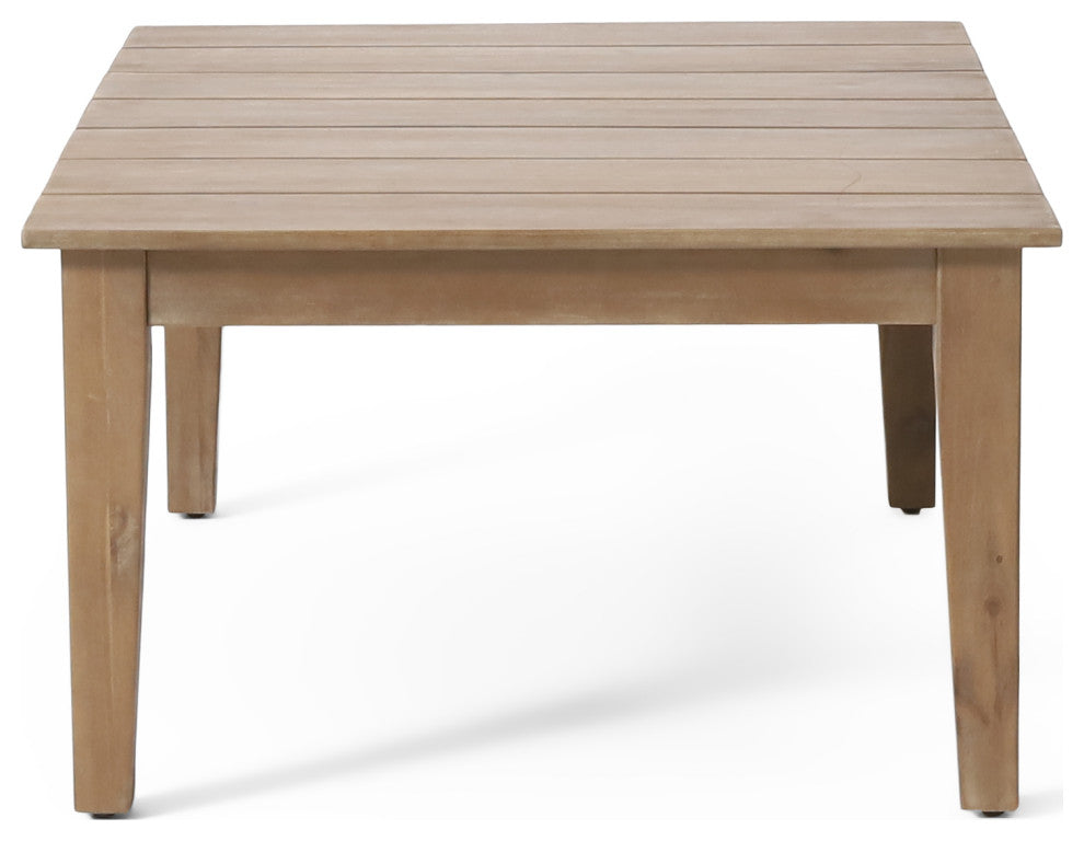 Elmcrest Outdoor Acacia Wood Coffee Table, Light Brown