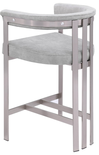 Marcello Upholstered Counter Stool, Grey, Velvet, Brushed Chrome