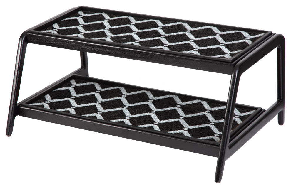 Double-Tier Black Stand With 3-Pair Rubber Boot Trays San Tropez
