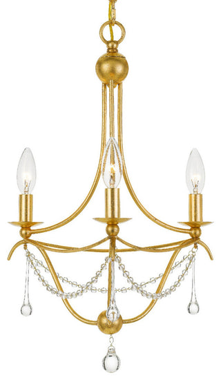 Metro 3-Light Chandelier, Antique Gold