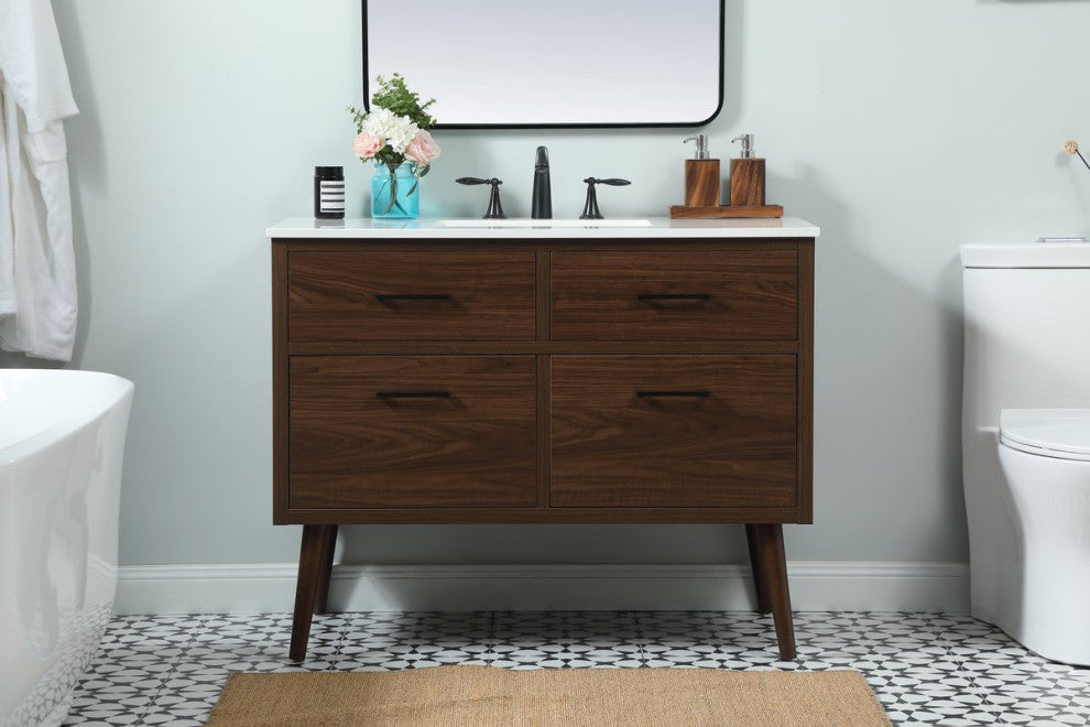 Home Living 22" Midcentury Modern Walnut-Light Bathroom Vanity