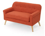 GDF Studio Mia Mid-Century Modern Fabric Loveseat, Muted Orange