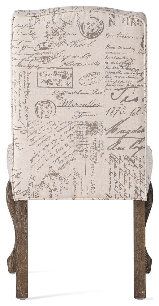 GDF Studio Crown Back French Script Beige Fabric Dining Chairs, Set of 2