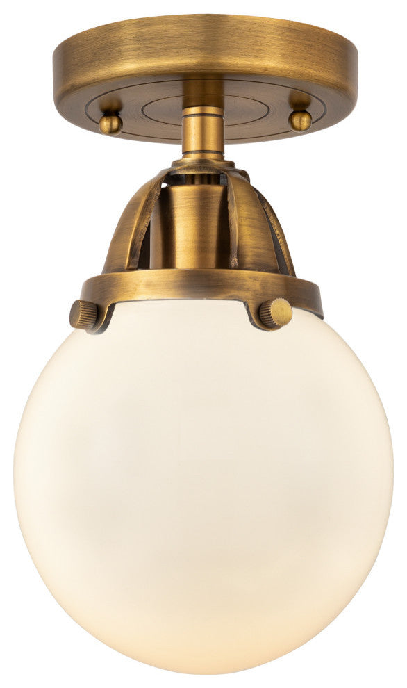 Beacon Semi-Flush Mount, Brushed Brass, Matte White, Matte White
