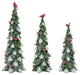 Frosted Cardinal Pine Tree, 3-Piece Set
