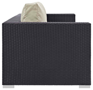 Convene 3 Piece Set Outdoor Patio with Fire Pit Espresso Beige